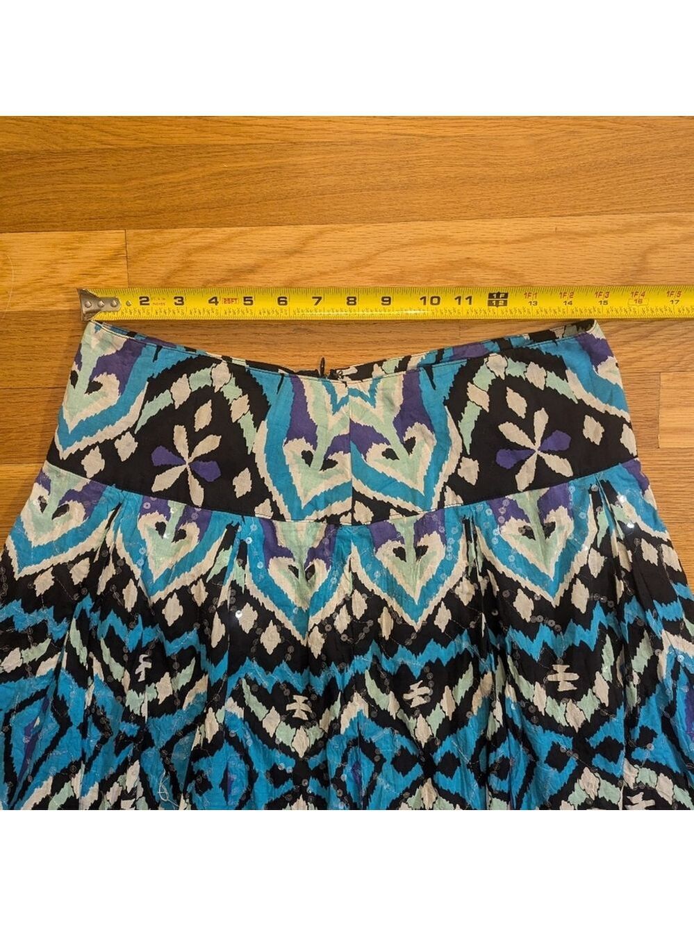 INC Circle Skirt Size 8 Black White Blue Purple Sequins - Picture 3 of 7